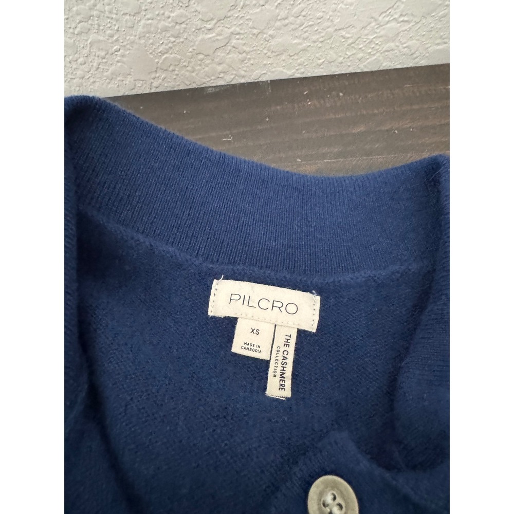 NWT Pilcro Jensen 100% Cashmere Crop Polo Sweater Anthropologie Size XS Navy - Picture 6 of 10